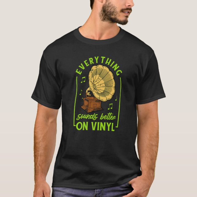 T-shirt Lecteur de disque musical vinyle stéréo A (Devant)
