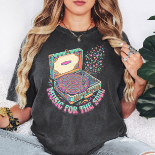 T-shirt Lecteur de disques rétro Mandala Musique Art
