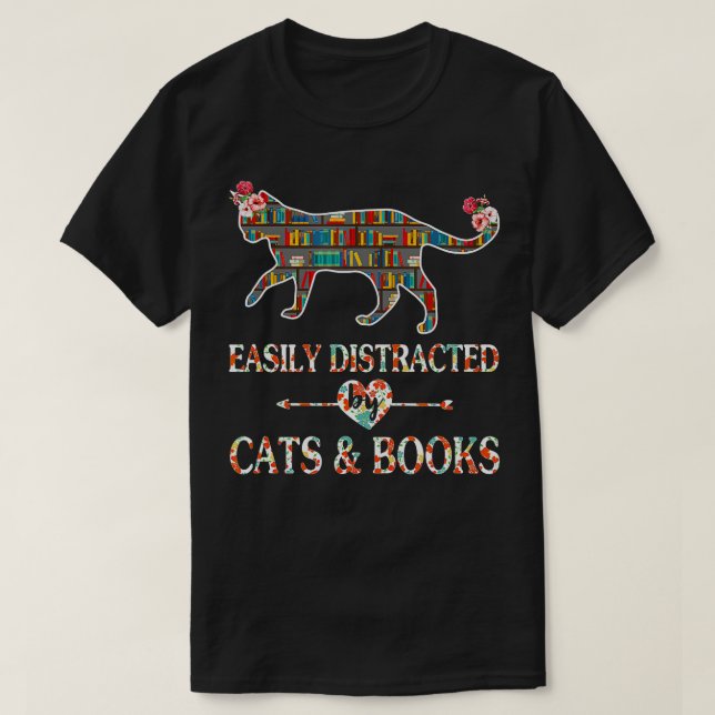 T-shirt Lecteur de livres Amoureux de les chats facilement (Design devant)