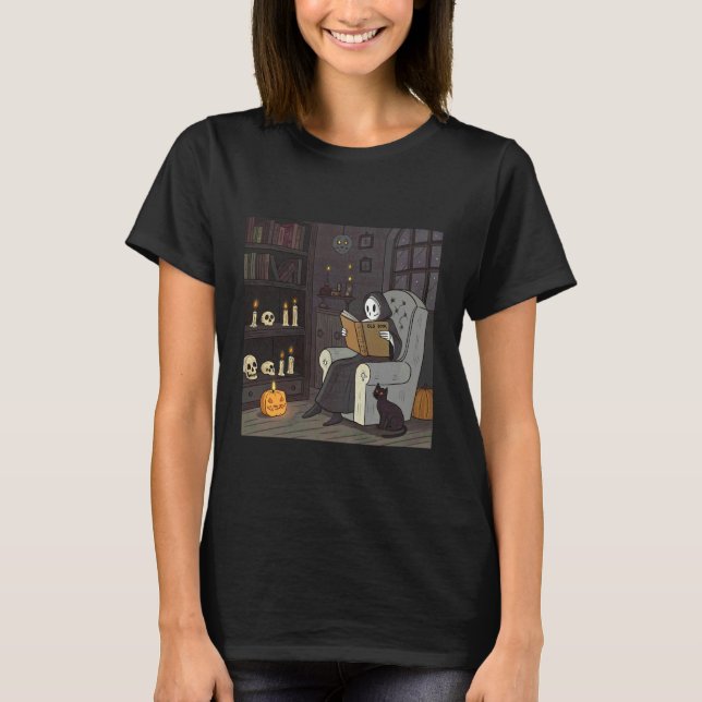 T-shirt Lecteur fantomatique avec scène de chat et de citr (Devant)