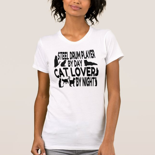 T-shirt Lecteur tambour en acier Amoureux des chats (Devant)