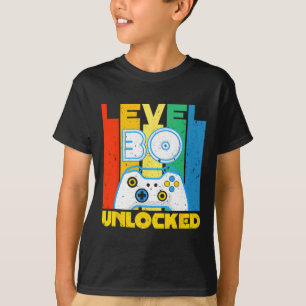 T-shirt Lecteur vidéo d'anniversaire Niveau 30 débloqué Ré