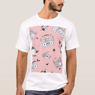 T-shirt Lecteurs à cassette vintage : motif rétro.