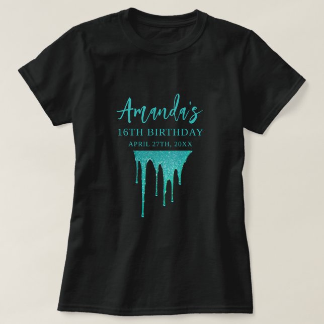 T-shirt Lecteurs de Parties scintillant Turquoise moderne  (Design devant)