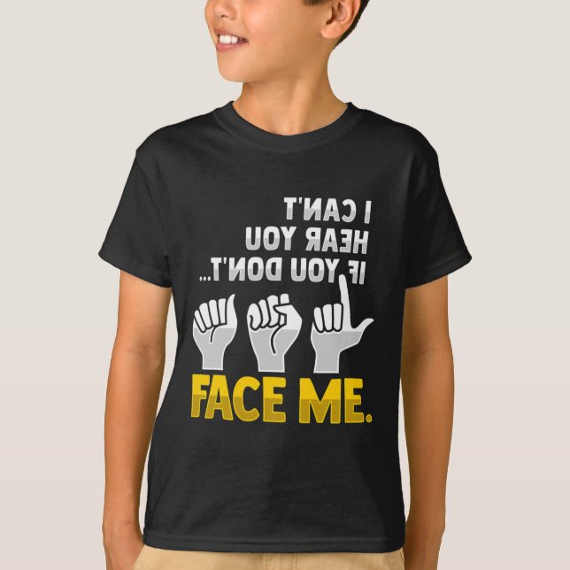 T-shirt Lecture Asl Gesture Main Sourde Perte d'ouïe Adjud (Devant)