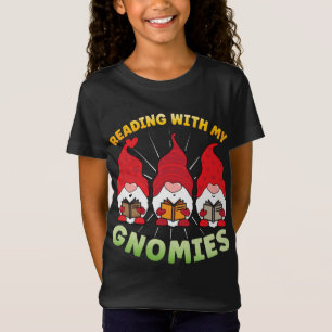 T-Shirt Lecture Avec Mes Gnomes Drôle Gnome Livre Lecture 