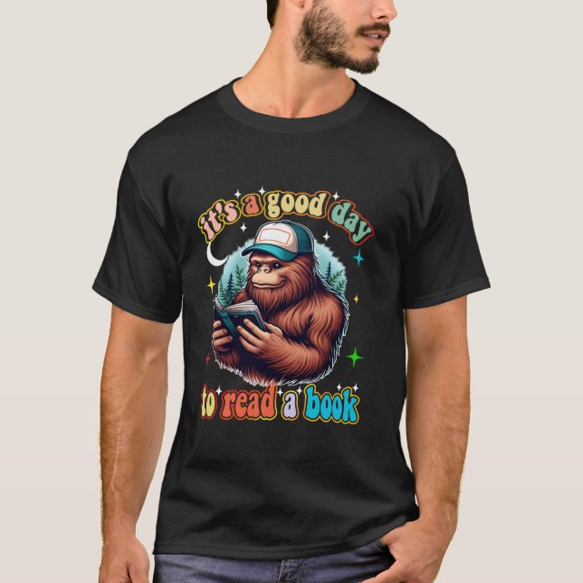 T-shirt Lecture Bookworm Reader Bigfoot Sasquatch Book Lib (Devant)
