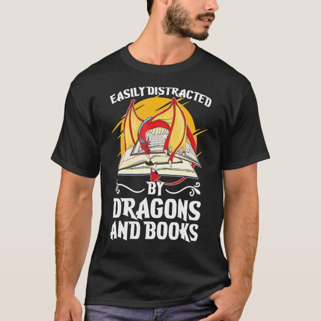 T-shirt Lecture De Bookworm Facilement Distrait Par Les Dr (Devant)
