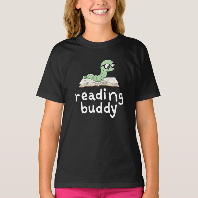 T-shirt Lecture de Buddy Cute Bookwort avec livre (Devant)