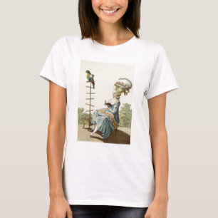 T-shirt Lecture de jeune femme dans une robe de jour avec