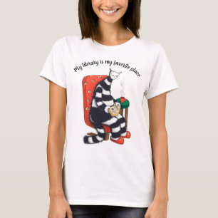 T-shirt Lecture de la bibliothèque d'amusement de chats