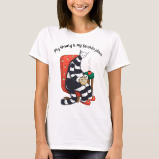 T-shirt Lecture de la bibliothèque d'amusement de chats