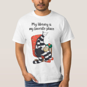 T-shirt Lecture de la bibliothèque d'amusement de chats