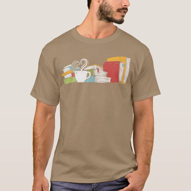 T-shirt Lecture de livre et de thé rétro (Devant)