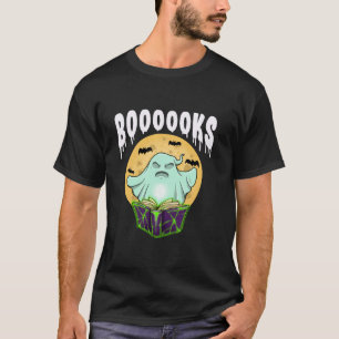 T-shirt Lecture de livre Halloween Lune Ghost Librairie po