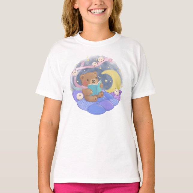 T-shirt Lecture de l'ours en peluche avec illustration de  (Devant)