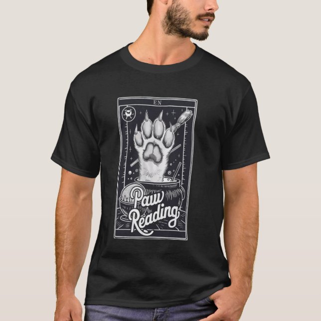 T-shirt Lecture de patte de chat carte tarot chat amoureux (Devant)