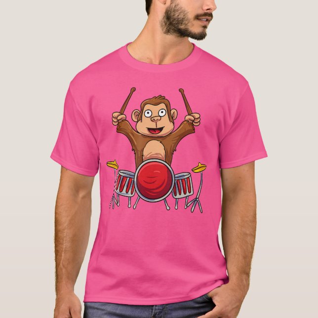 T-shirt Lecture de tambours par singe (Devant)