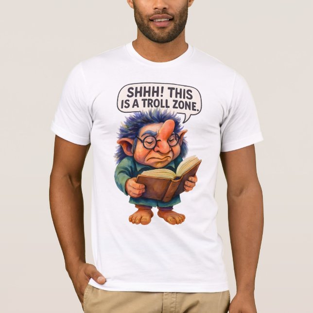 T-shirt Lecture de Troll Grumpy - Shhh ! C'est une zone de (Devant)