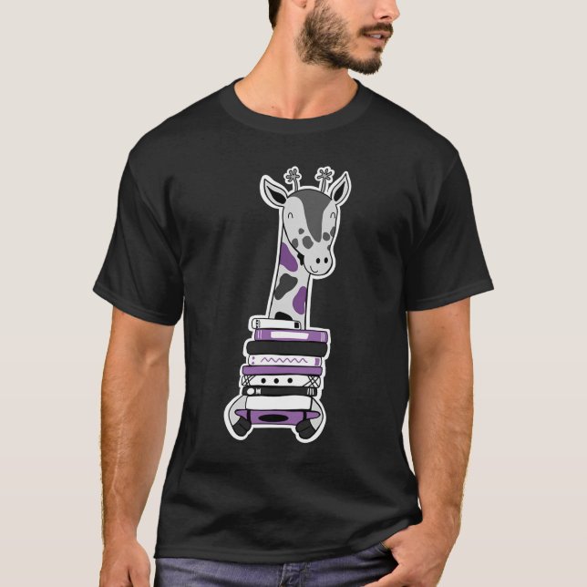 T-shirt Lecture du livre d'ace Giraffe Smile mignon Lecteu (Devant)