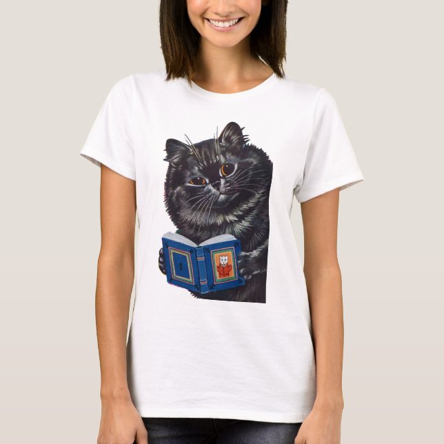 T-shirt Lecture d'un livre par un chat, Louis Wain (Devant)