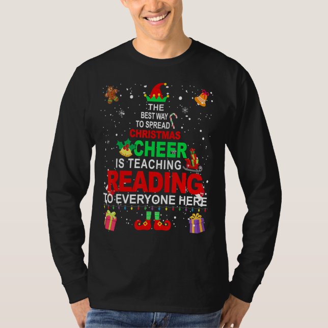 T-shirt Lecture Enseignant Noël Chemise Elf Noël Cheval (Devant)