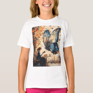 T-shirt Lecture féminine avec papillon géant Art Abstrait