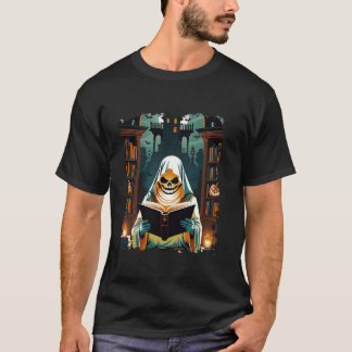 T-shirt Lecture Ghost Library Halloween Librairie Livre Lo
