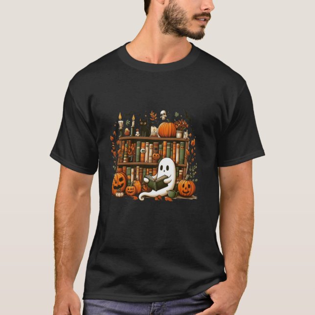 T-shirt Lecture Ghost Library Halloween Librairie Livre Lo (Devant)