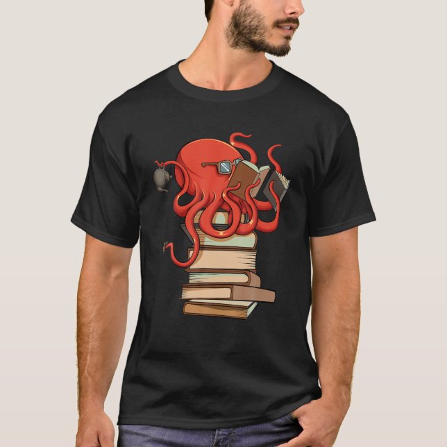 T-shirt Lecture Octopus Ocean Reader Bibliothécaire Livre  (Devant)