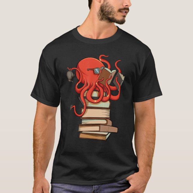 T-shirt Lecture Octopus Ocean Reader Bibliothécaire Livre  (Devant)
