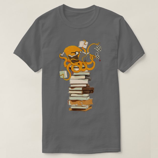T-shirt Lecture Octopus, thé, café et livres cadeau  (Design devant)