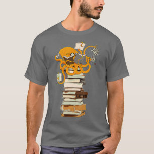 T-shirt Lecture Octopus, thé, café et livres cadeau 