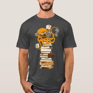 T-shirt Lecture Octopus thé café et livres cadeau