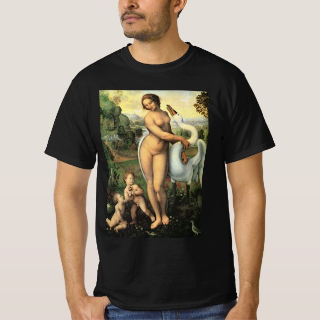 T-shirt Léda et le Cygne de Léonard de Vinci (Devant)