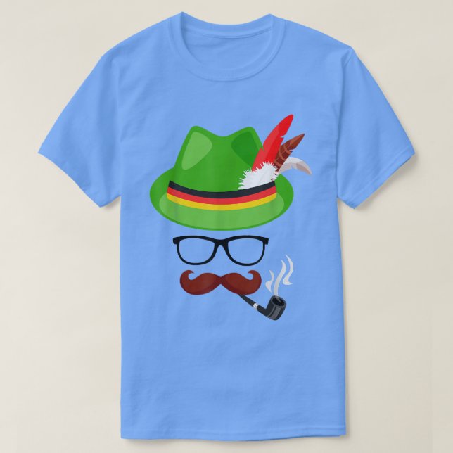 T-shirt Lederhosen Oktoberfest Allemand Visage Lunettes Ha (Design devant)