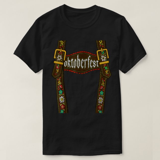 T-shirt Lederhosen Suspenders Tee Oktoberfest Mun bavarois (Design devant)