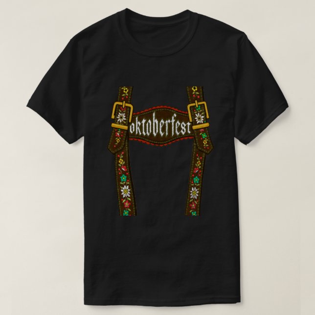 T-shirt Lederhosen Suspenders Tee Oktoberfest Mun bavarois (Design devant)
