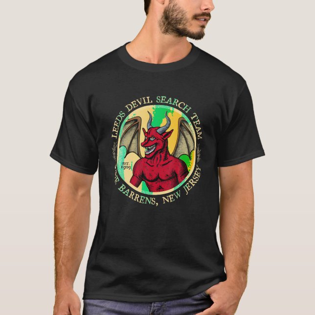 T-shirt Leeds Devil Search Team Est 1909 Pine Barrens Nouv (Devant)