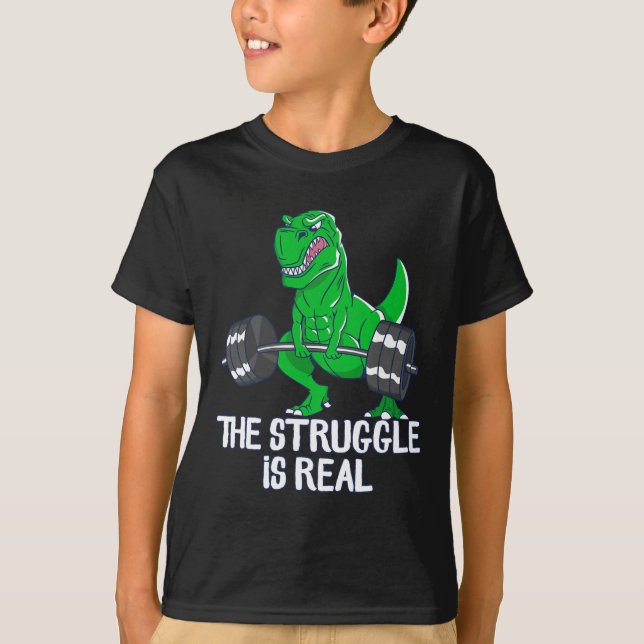 T-shirt L'effort est vraiment drôle T-rex Gym Workout  (Devant)