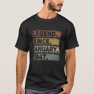 T-shirt Legend January 1947 75Th Birthday Retro Mens 75 Ye