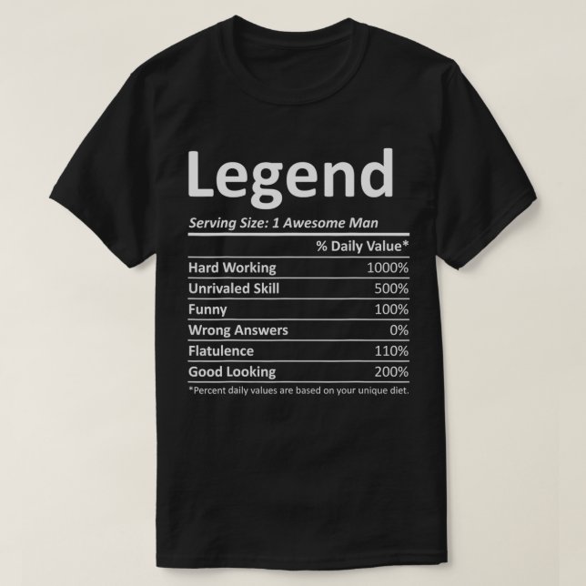 T-shirt LEGEND Nutrition drôle Anniversaire Nom personnali (Design devant)