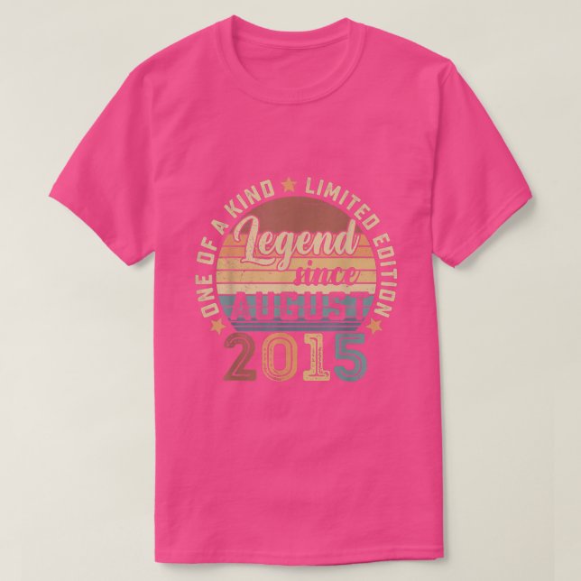 T-shirt Legend Since August 2015 7th Birthday Gift 7 Years (Design devant)
