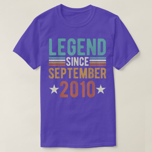 T-shirt Legend Since September 2010 shirt, 12 Years Old 12 (Design devant)