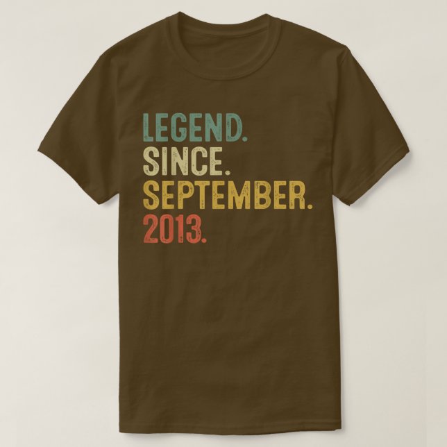 T-shirt Legend Since September 2013 9th Birthday Gift 9 Ye (Design devant)