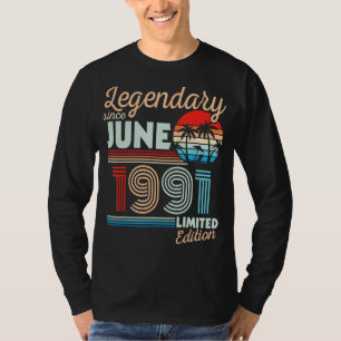 T-shirt Légendaire Juin 1991 Joyeux anniversaire 31 ans Lt