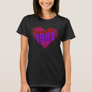 T-shirt Légendaire Octobre Fille 1982 Fabuleux Rose