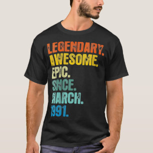 T-shirt Légendaire Rétro Femme Depuis Mars 1991 T 30 Année
