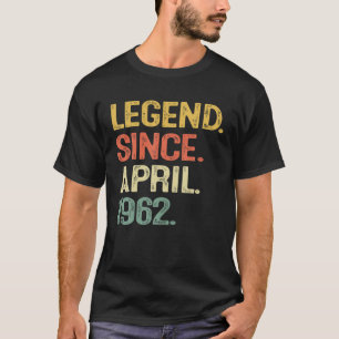 T-shirt Légende Avril 1962 Anniversaire 60 Ans Hommes 60E