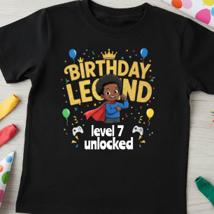 T-shirt Légende d'anniversaire Niveau 7 Débloqué Joueur 7è